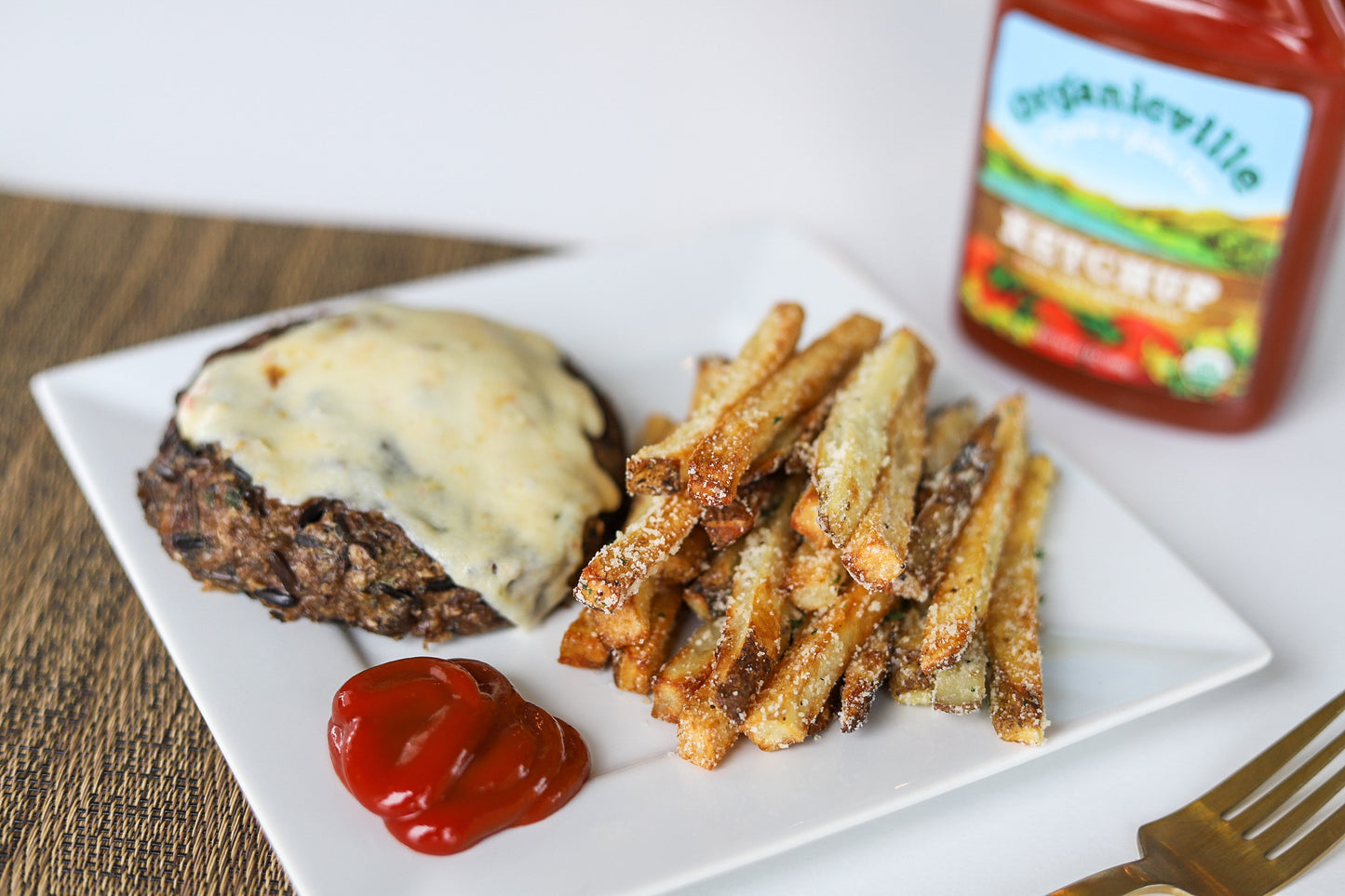 Wild Rice Burger & Parmesan Fries